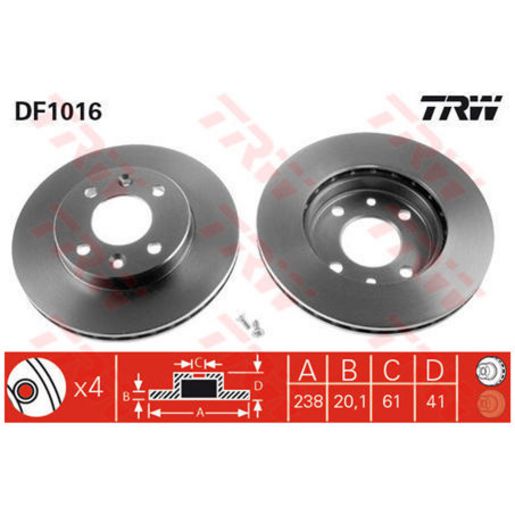 TRW Brake Rotor Single 274mm Front DF1016S