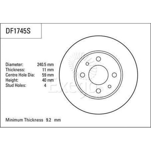 TRW Brake Rotor 240.5mm Front DF1745S