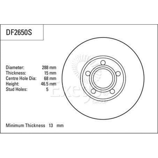TRW Brake Rotor 288mm Front DF2650S