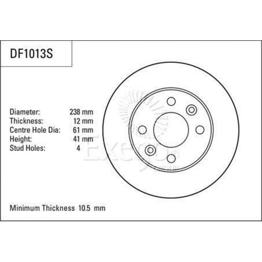 TRW Brake Rotor 238mm Front DF1013S