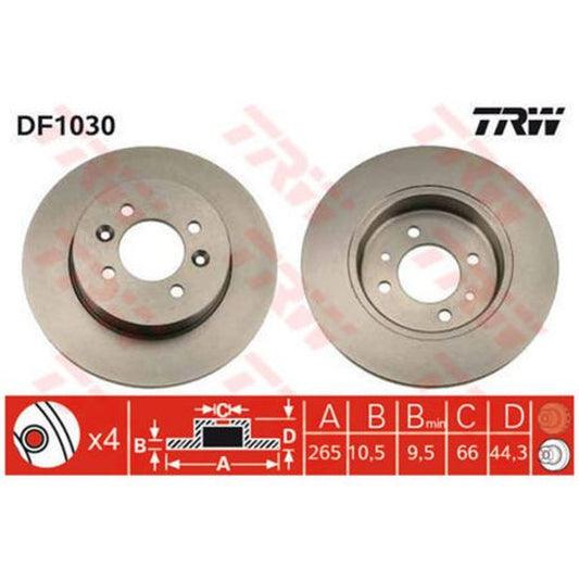 TRW Brake Rotor Single 265mm Rear DF1030S