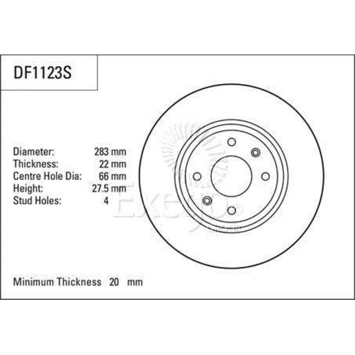 TRW Brake Rotor Single 283mm Front DF1123S