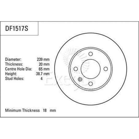 TRW Brake Rotor Single 239mm Front DF1517S
