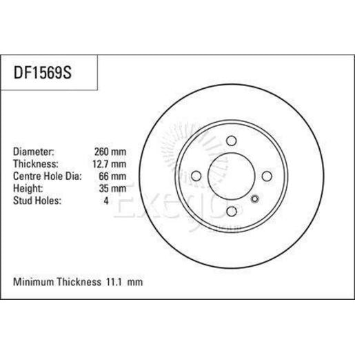 TRW Brake Rotor Single 260mm Front DF1569S