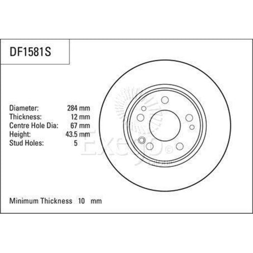 TRW Brake Rotor Single 284mm Front DF1581S