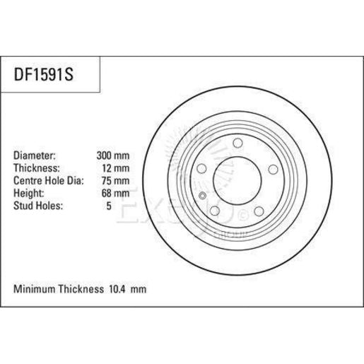 TRW Brake Rotor Single 300mm Rear DF1591S