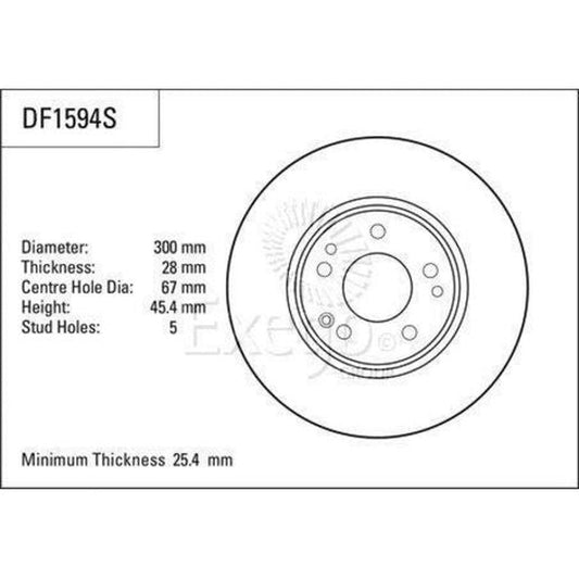 TRW Brake Rotor Single 300mm Front DF1594S