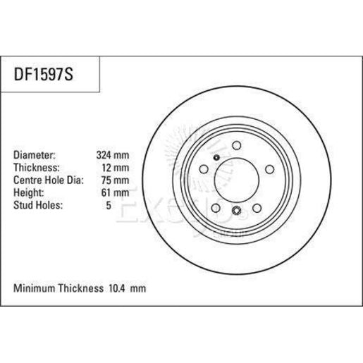 TRW Brake Rotor 324mm Rear DF1597S