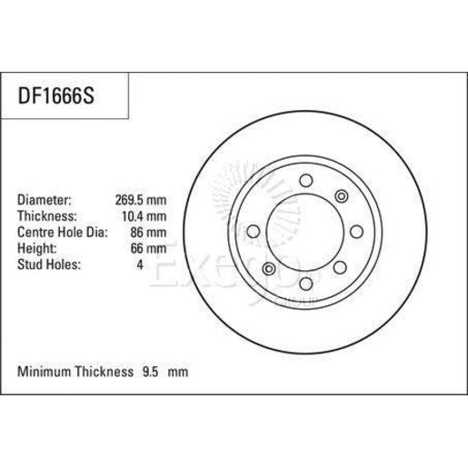 TRW Brake Rotor Single 269mm Rear DF1666S