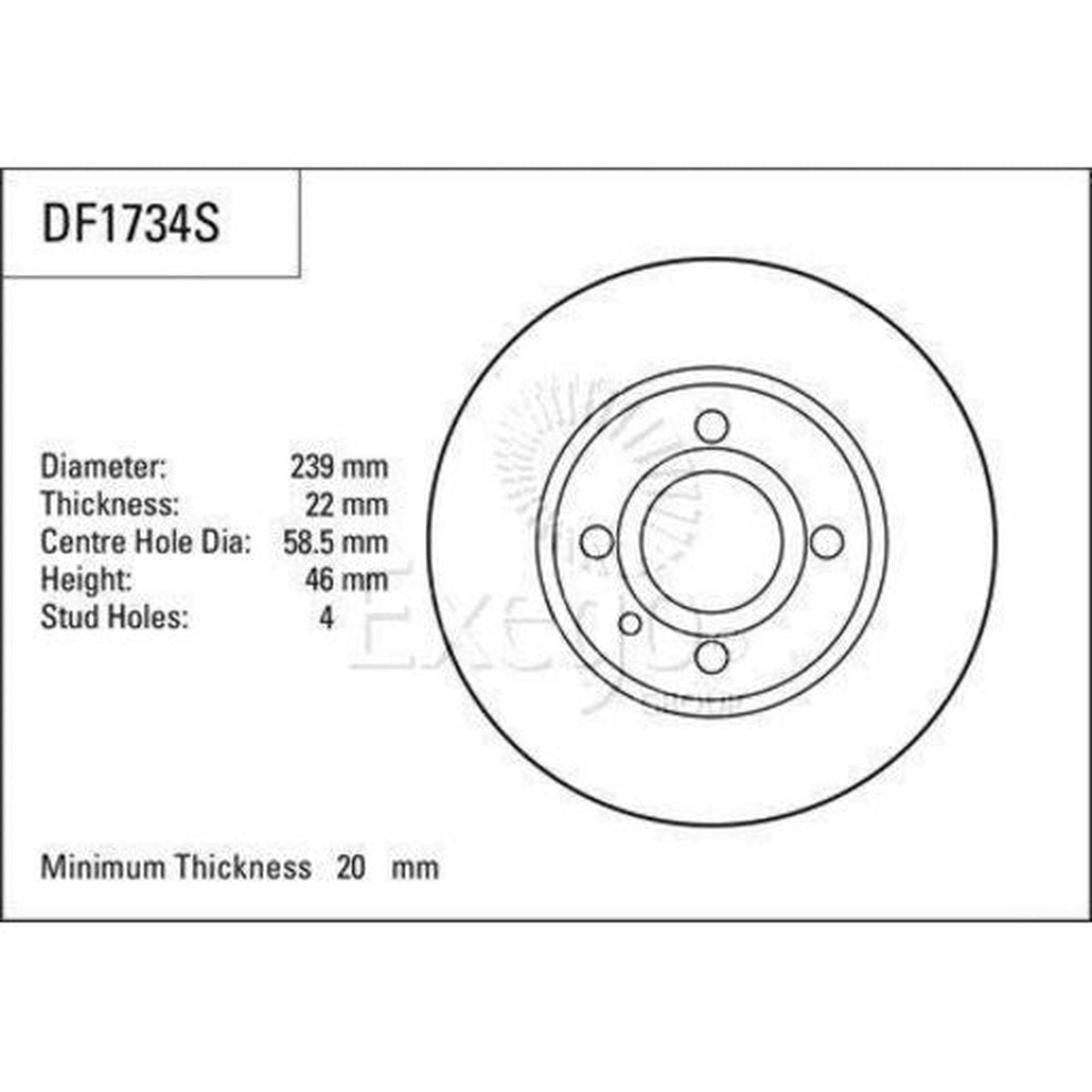 TRW Brake Rotor Single 239mm Front DF1734S