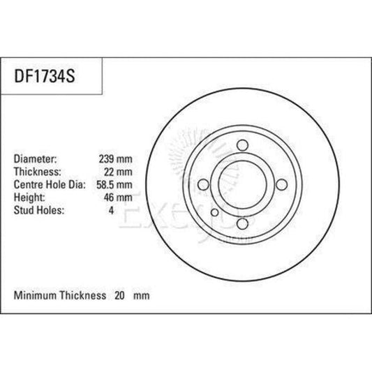 TRW Brake Rotor Single 239mm Front DF1734S