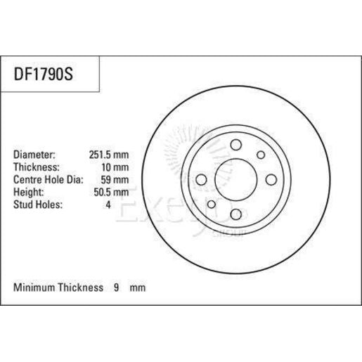 TRW Brake Rotor 251.5mm Rear DF1790S