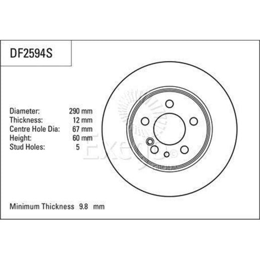 TRW Brake Rotor Single 290mm Rear DF2594S