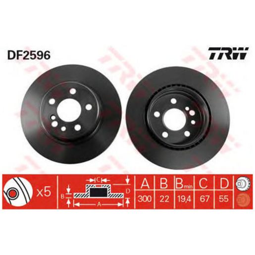 TRW Brake Rotor Single 300mm Rear DF2596S