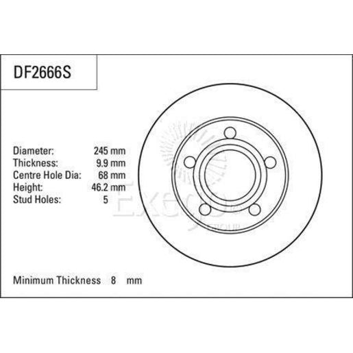 TRW Brake Rotor Single 245mm Rear DF2666S