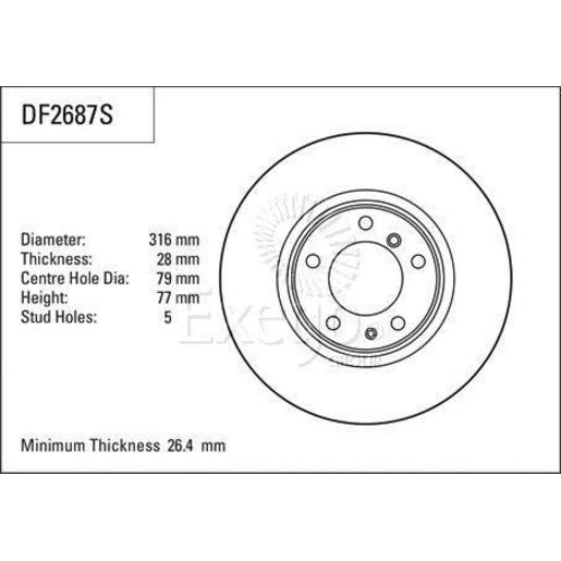 TRW Brake Rotor Single 316mm Front DF2687S