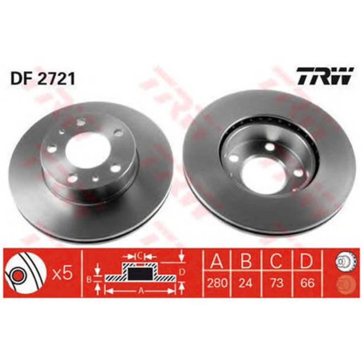 TRW Brake Rotor Single 280mm Front DF2721S