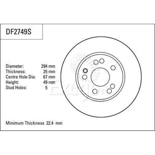 TRW Brake Rotor Single 294mm Front DF2749S