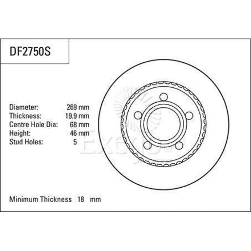 TRW Brake Rotor Single 269mm Rear DF2750S