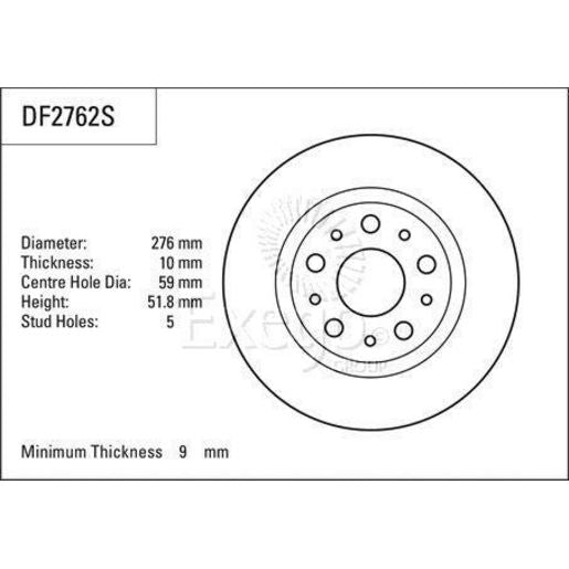 TRW Brake Rotor Single 276mm Rear DF2762S