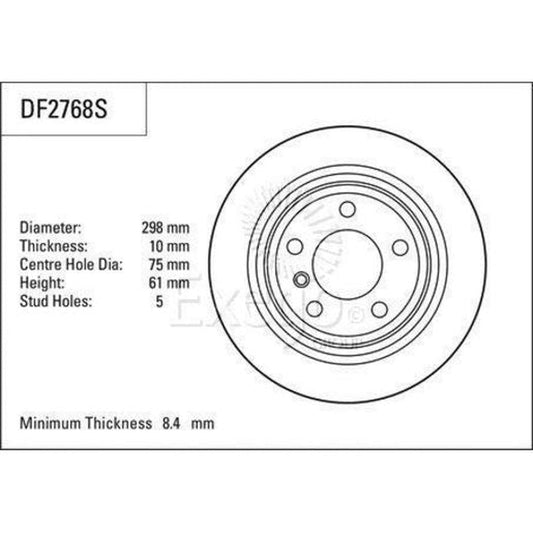 TRW Brake Rotor Single 298mm Rear DF2768S