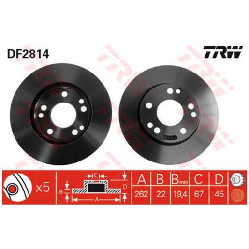 TRW Brake Rotor Single 262mm Front DF2814S