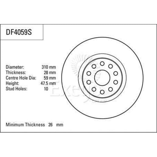 TRW Brake Rotor 310mm Front DF4059S