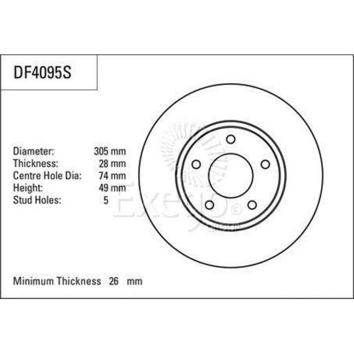 TRW Brake Rotor 305mm Front DF4095S