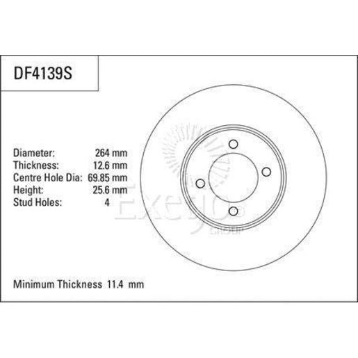 TRW Brake Rotor Single 264mm Rear DF4139S