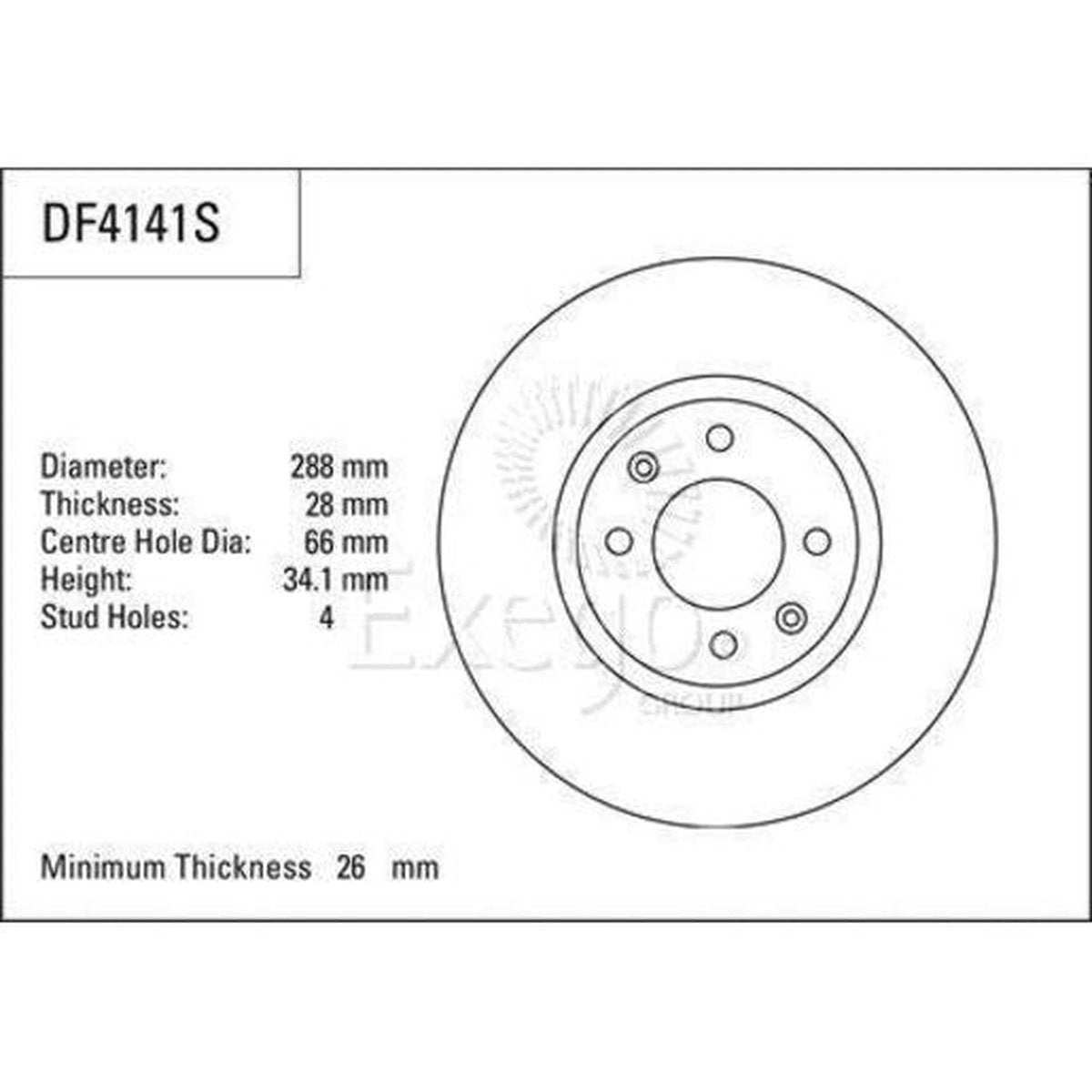 TRW Brake Rotor Single 288mm Front DF4141S