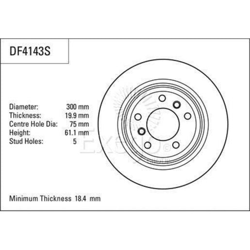 TRW Brake Rotor Single 300mm Rear DF4143S