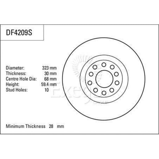 TRW Brake Rotor 323mm Front DF4209S