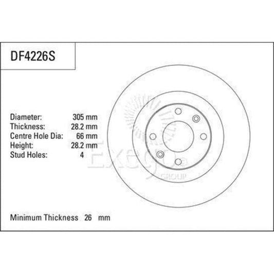 TRW Brake Rotor Single 305mm Front DF4226S