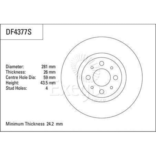 TRW Brake Rotor Single 281mm Front DF4377S