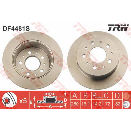 TRW Brake Rotor Rear DF4481S