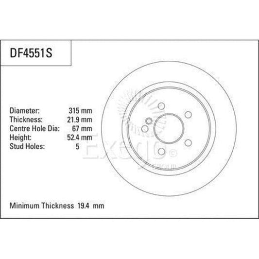 TRW Brake Rotor Single Rear DF4551S