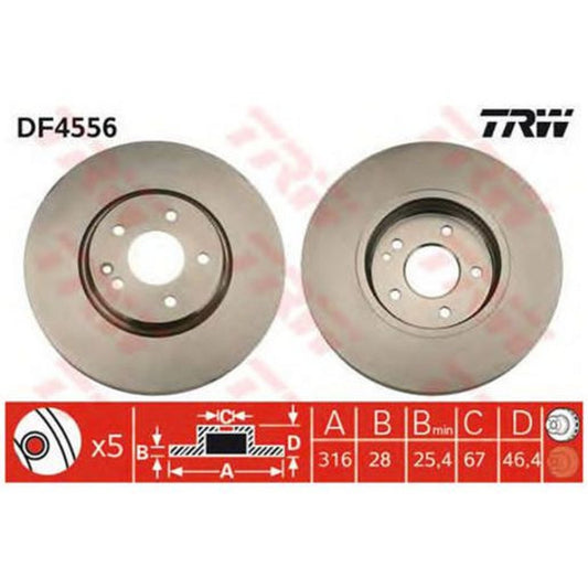 TRW Brake Rotor Single Front DF4556S