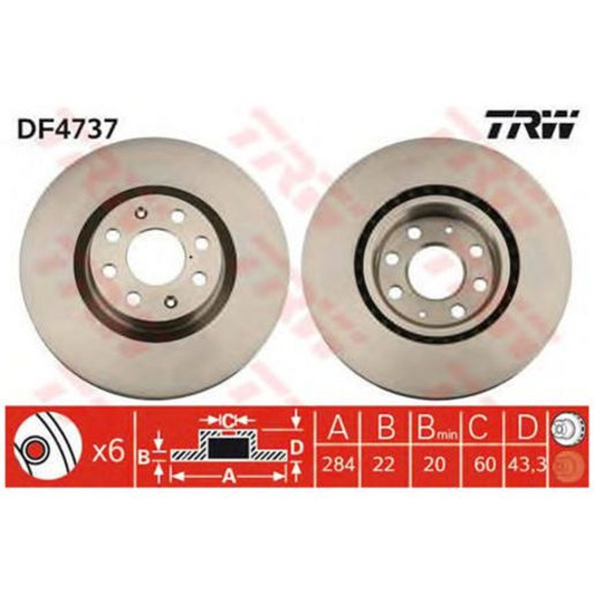 TRW Brake Rotor Single Front DF4737S