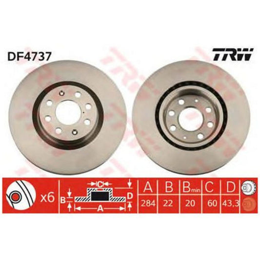 TRW Brake Rotor Single Front DF4737S