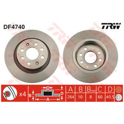 TRW Brake Rotor Rear DF4740S