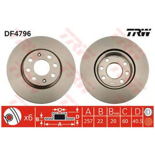 TRW Brake Rotor Single Front DF4796S