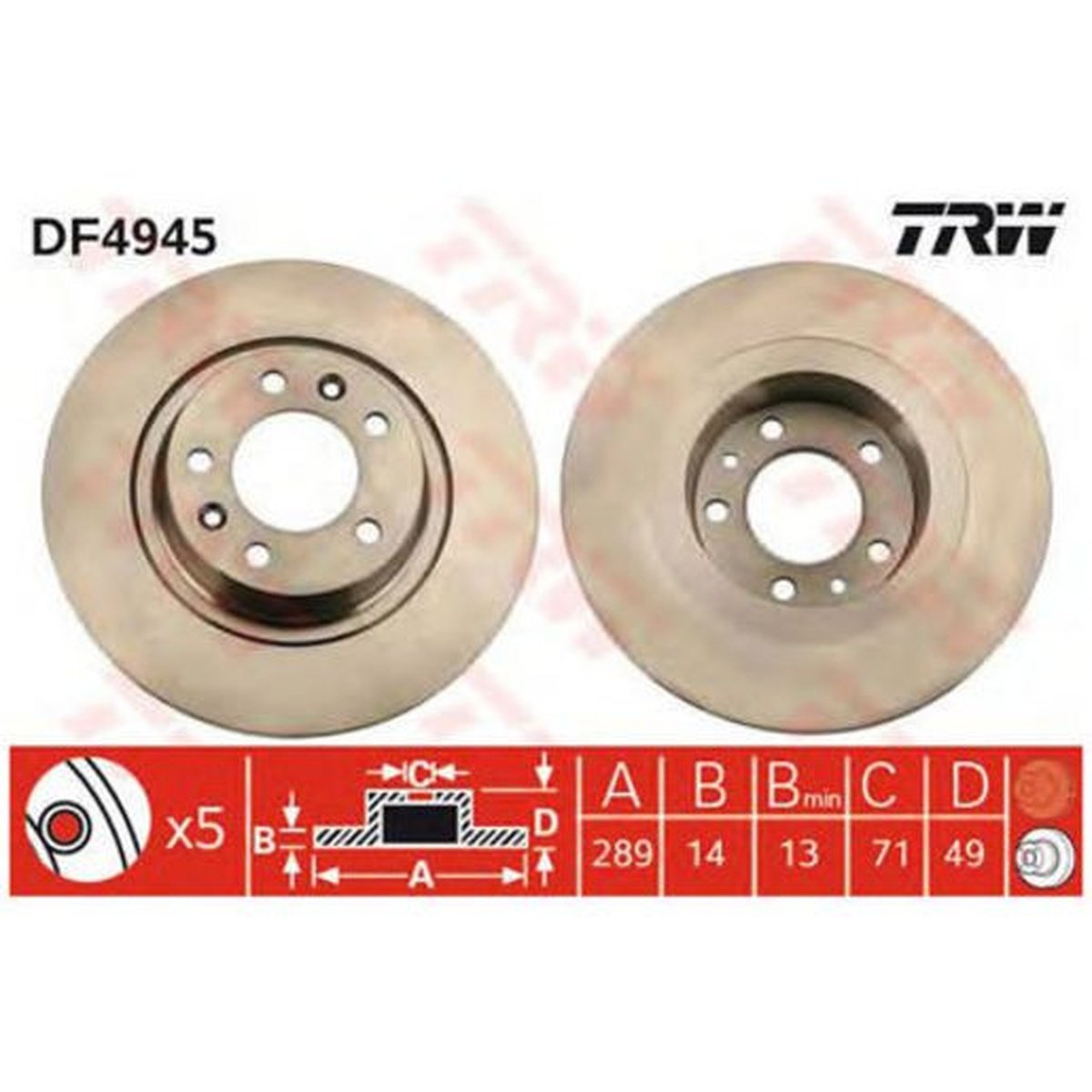 TRW Brake Rotor Single Rear DF4945S