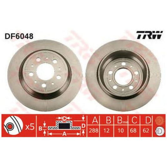 TRW Brake Rotor Single Rear DF6048S