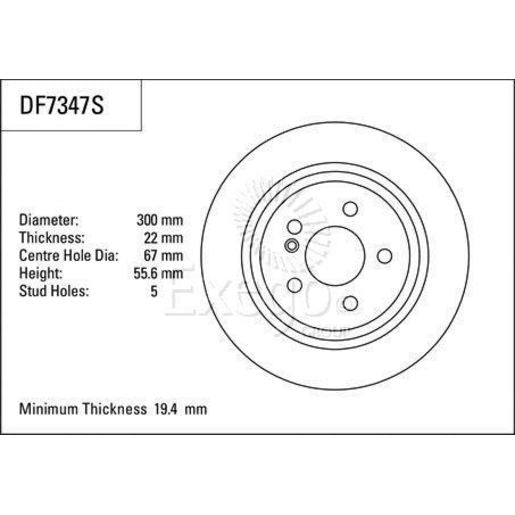 TRW Brake Rotor Single 300mm Rear DF7347S