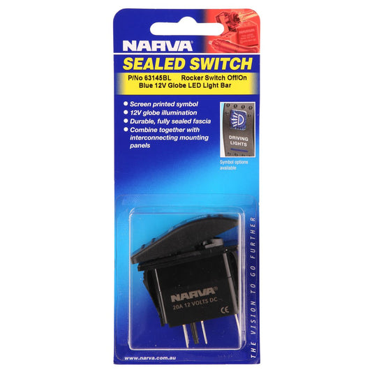 Narva Rocker Switch Light Bar 12V Blue LED 63145BL