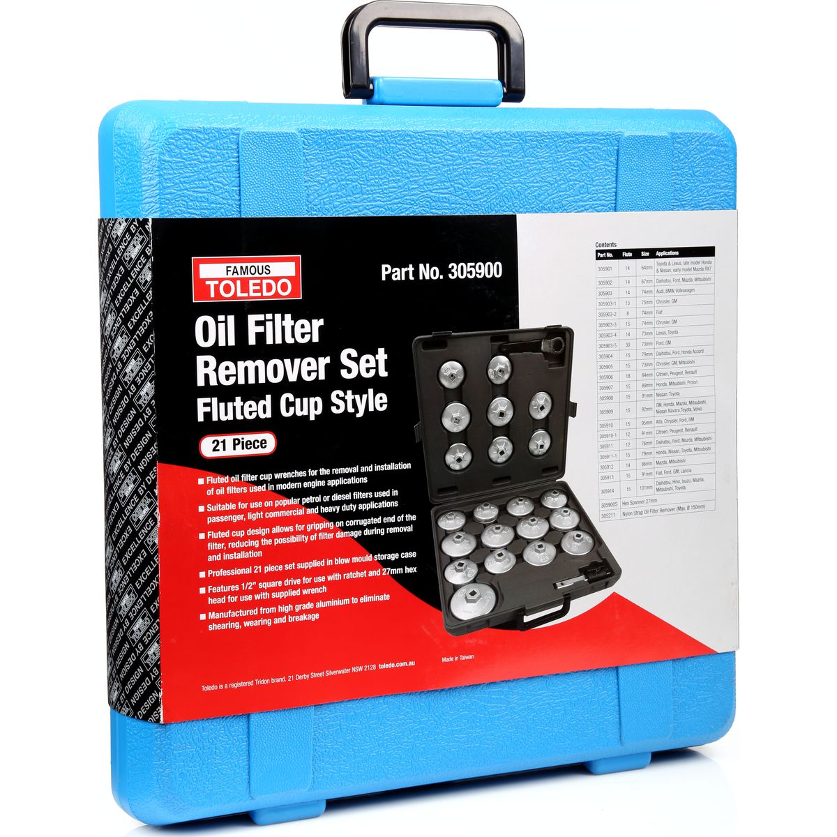 Toledo Oil Filter Wrench Set 21 Piece 305900