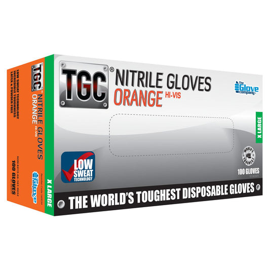 The Glove Company TGC Orange Hi-Vis Nitrile Gloves XL 100 Pack 160034