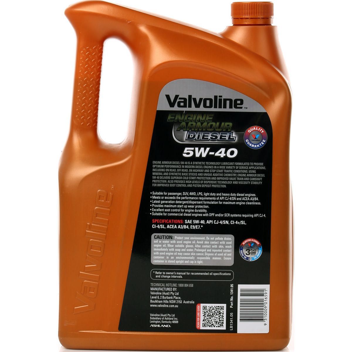 Valvoline Semi Synthetic Engine Armour Diesel Engine Oil 5W-40 5L 1341.05