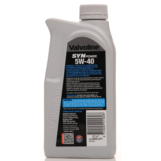 Valvoline Full Synthetic SynPower Engine Oil 5W-40 1L 1155.01