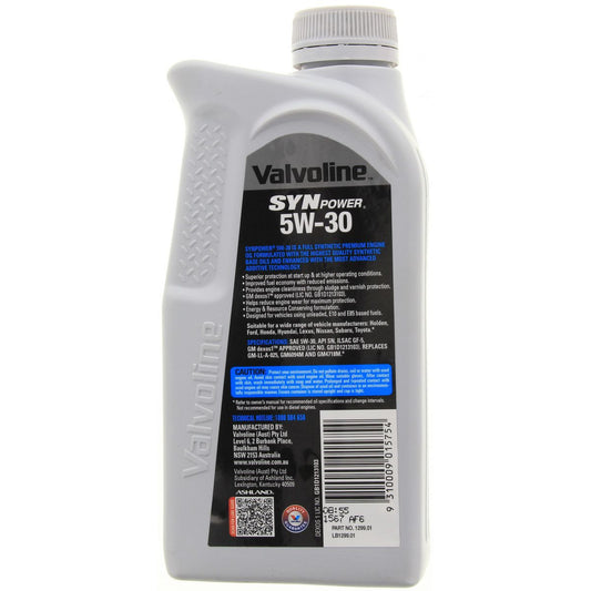 Valvoline Full Synthetic SynPower DX-1 Engine Oil 5W-30 1L 1299.01